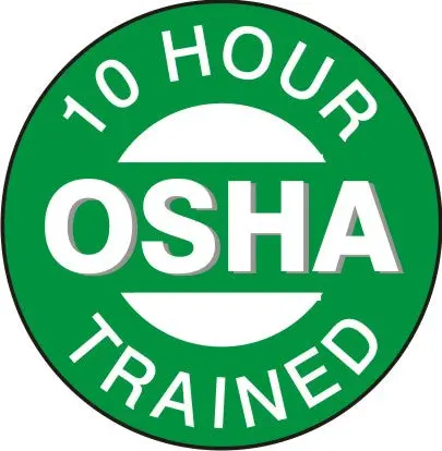 10-Hour Osha Certification Hard Hat Sticker 1