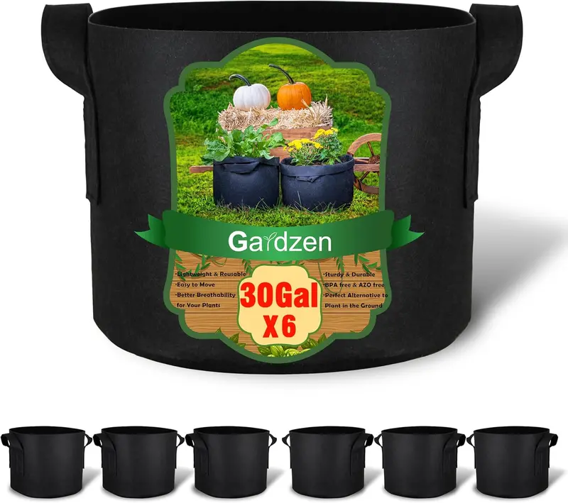 12-Pack Heavy-Duty 30-Gallon Fabric Grow Bags 1