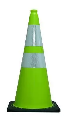 28-Inch Lime Reflective Traffic Cone – 6/4 Base, High-Visibility Safety Gear 1