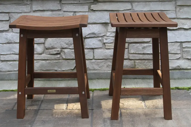 Balcony-Height Eucalyptus Saddle Stools (2-Pack) 1
