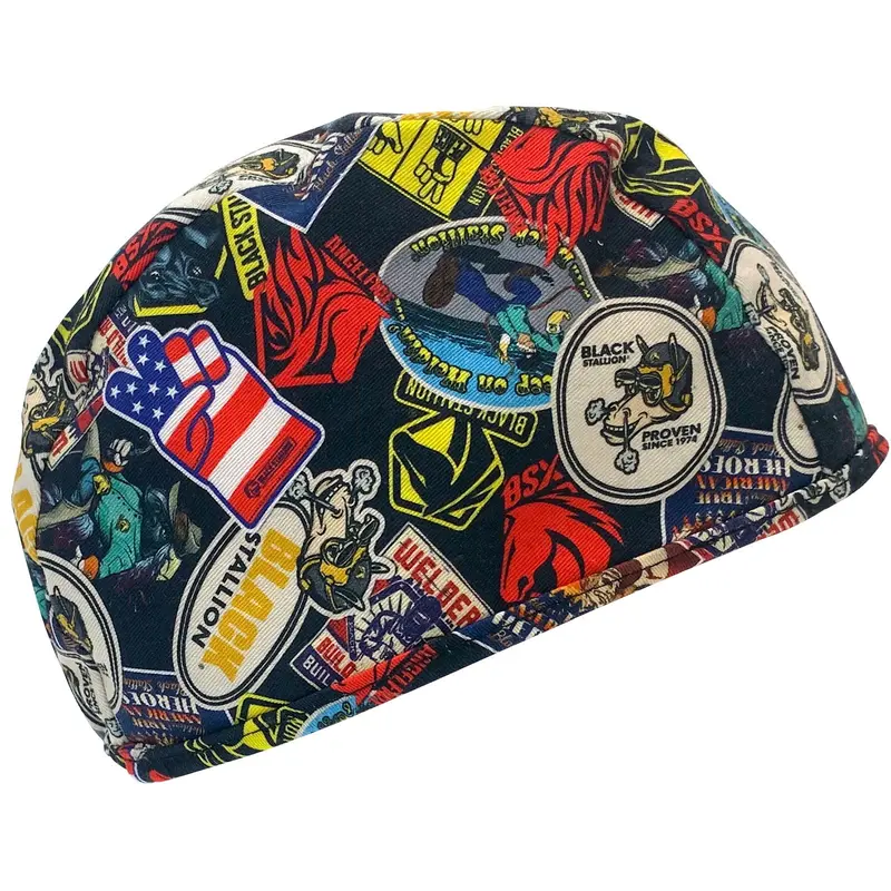 Black Stallion Exclusive Sticker Collage Cotton Welding Beanie – Bc5B-Sc 1