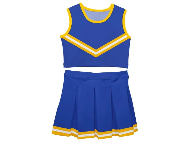 Blue And Gold Cheerleading Ensemble For Young Athletes 1