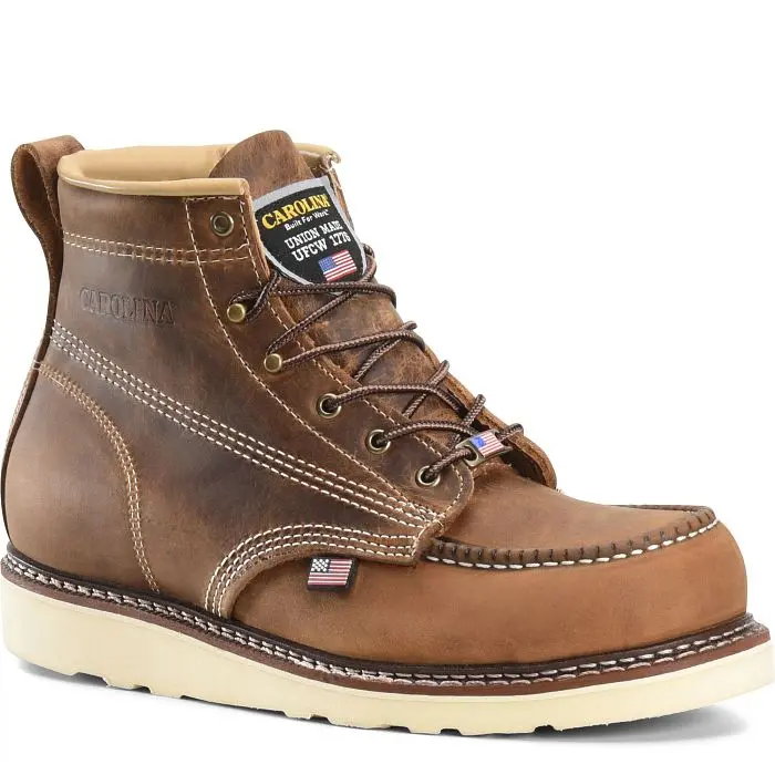 Carolina 6-Inch Crazyhorse Moc Toe Wedge Sole Work Boot – Soft Toe #Ca7011 1