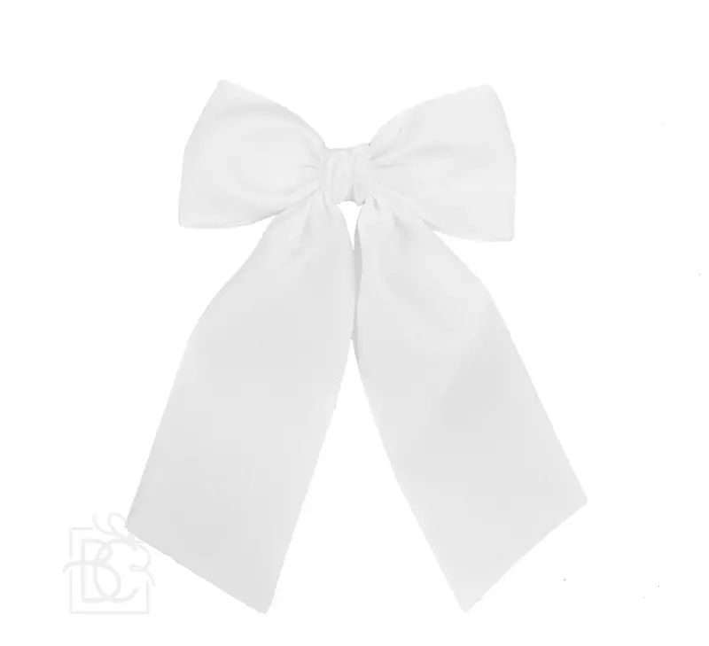 Classic White Satin Bow Clip 1