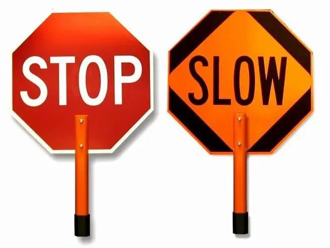Dicke 18-Inch Stop/Slow Sign Paddles – Dual-Option Set #P18Ega / #P18Nra 1