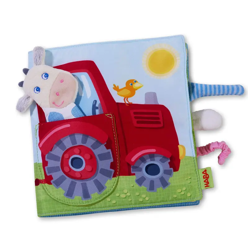Down On The Farm Soft Cloth Book With Interactive Cow Puppet 1