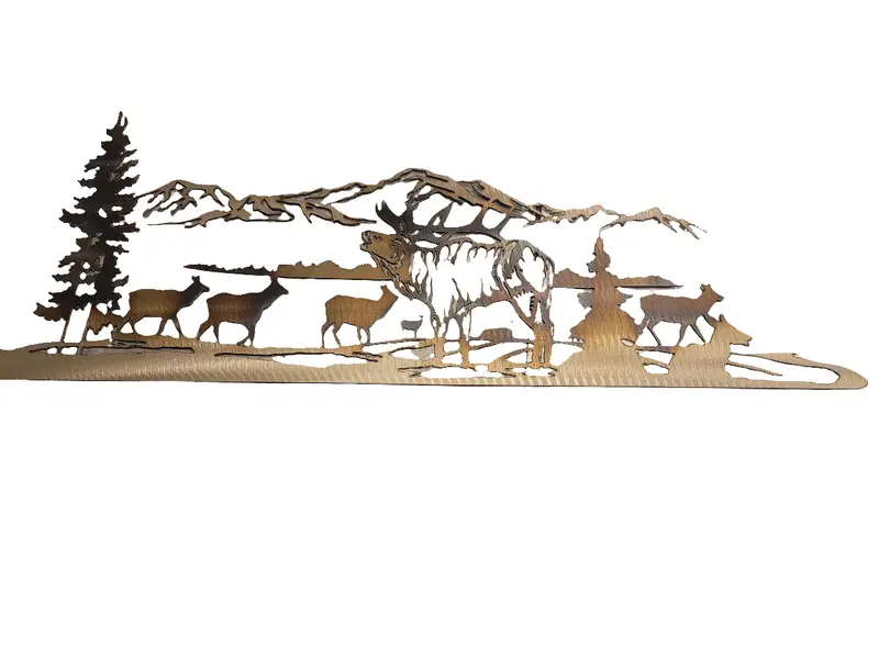 Elk In Mountain Landscape Wall Art 1
