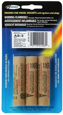Estes A8-3 Model Rocket Engine Pack – 3 Count (Est1598) 1