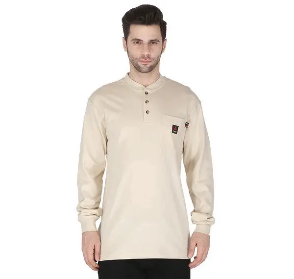 Forge Fr Long-Sleeve Henley Work Shirt In Sand 1