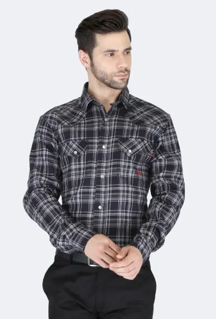 Forge Fr Men'S Black Plaid Long-Sleeve Work Shirt 1
