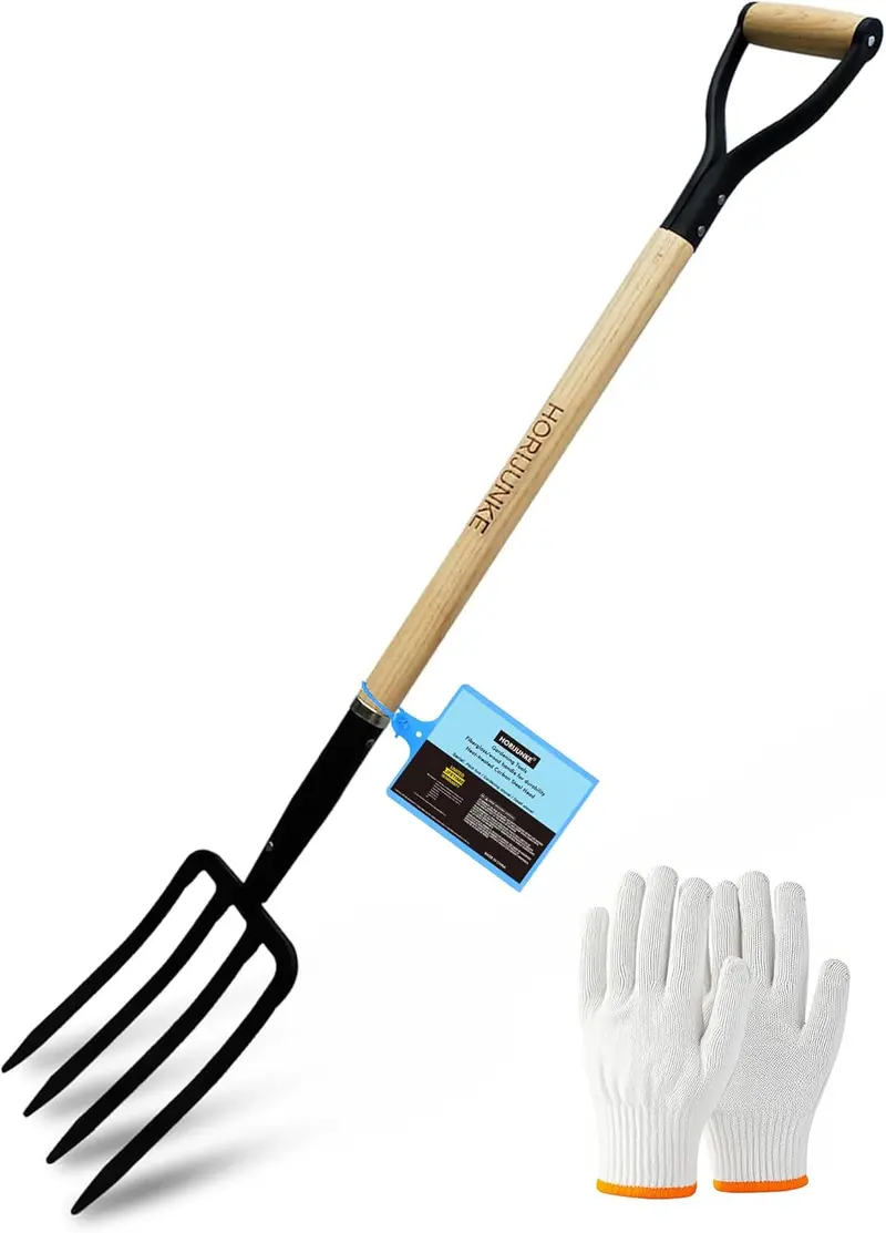 Four-Tine Garden Fork With Natural Wood Handle 2