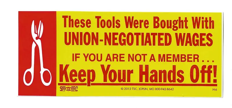 ‘Hands Off’ Toolbox Decal Featuring Tin Snip Illustration 1