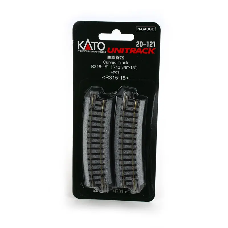 Kato N Scale 315Mm (12-3/8") Radius Curve – 15-Degree Section, Pack Of 4 (Kat20121) 1