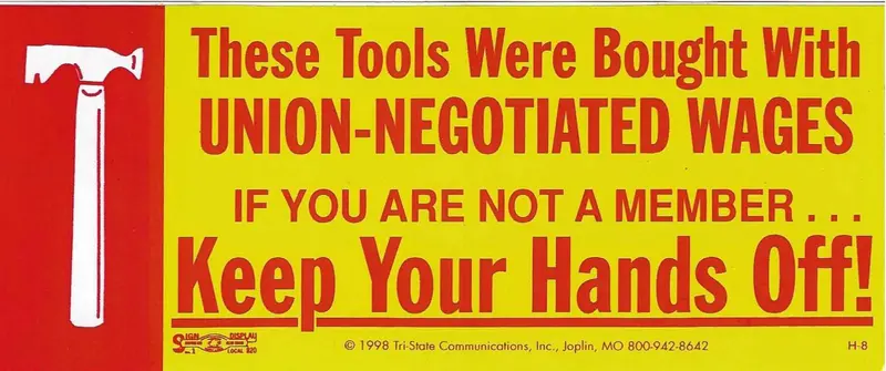 ‘Keep Your Hands Off!’ Toolbox Decal With Shingle Hatchet Graphic – #H-8 1