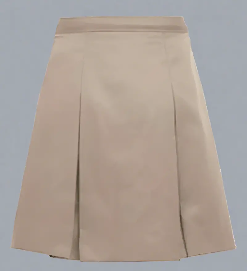 Khaki Pleated Kick Skirt For Students 1