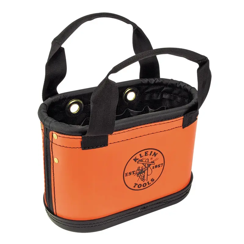 Klein 15-Pocket Oval Utility Bucket – Orange & Black Hard-Body Design 1