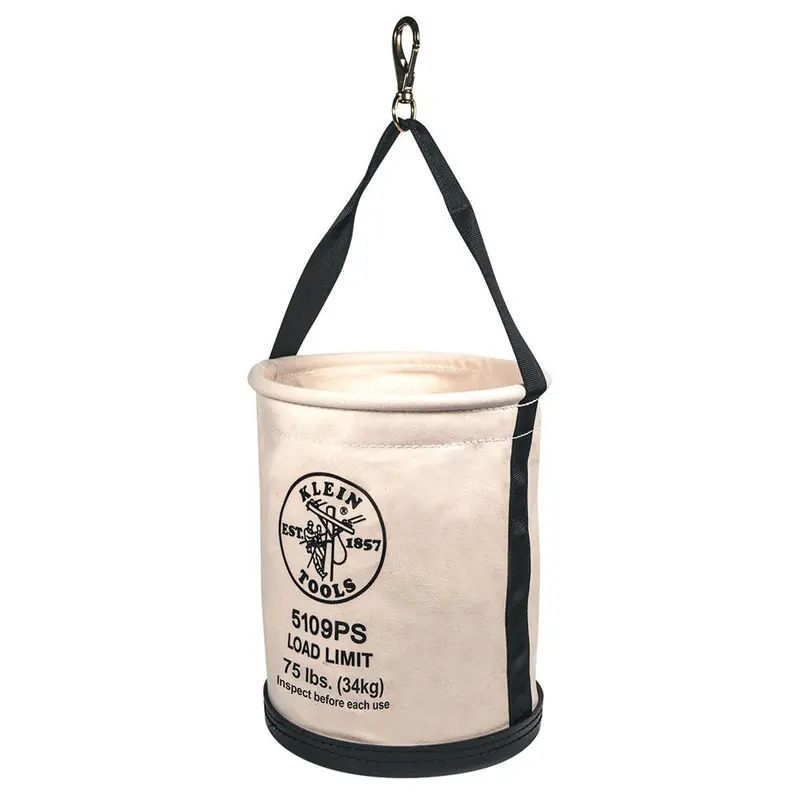 Klein Canvas Straight-Wall Bucket – 12" Wide With Swivel Snap & Pocket #5109Ps 1