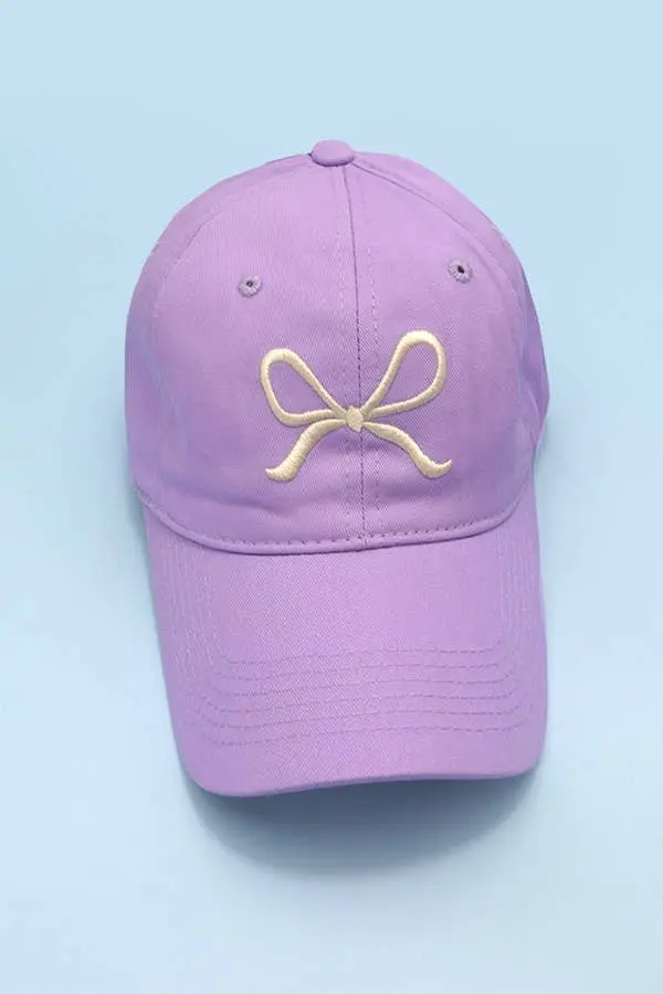 Lavender Baseball Cap With Bow Ribbon Accent 1