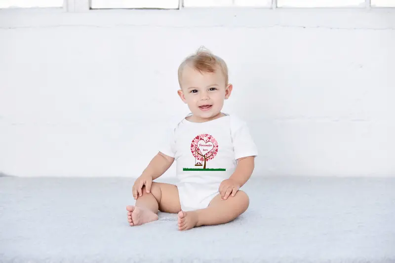 Love Heart Tree Design Organic Baby Suit 1