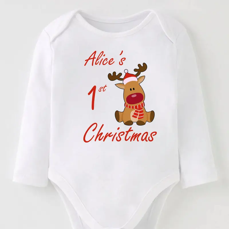 Newborn First Christmas Vest – Soft Cotton Keepsake Bodysuit 1