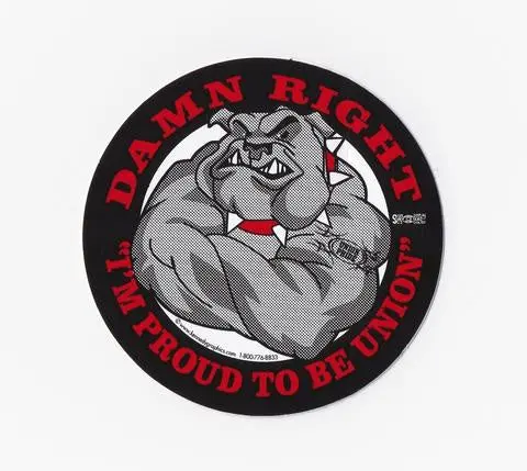 Patriotic Union Bulldog Hard Hat Decal – 'Damn Right I'M Proud To Be Union' 1