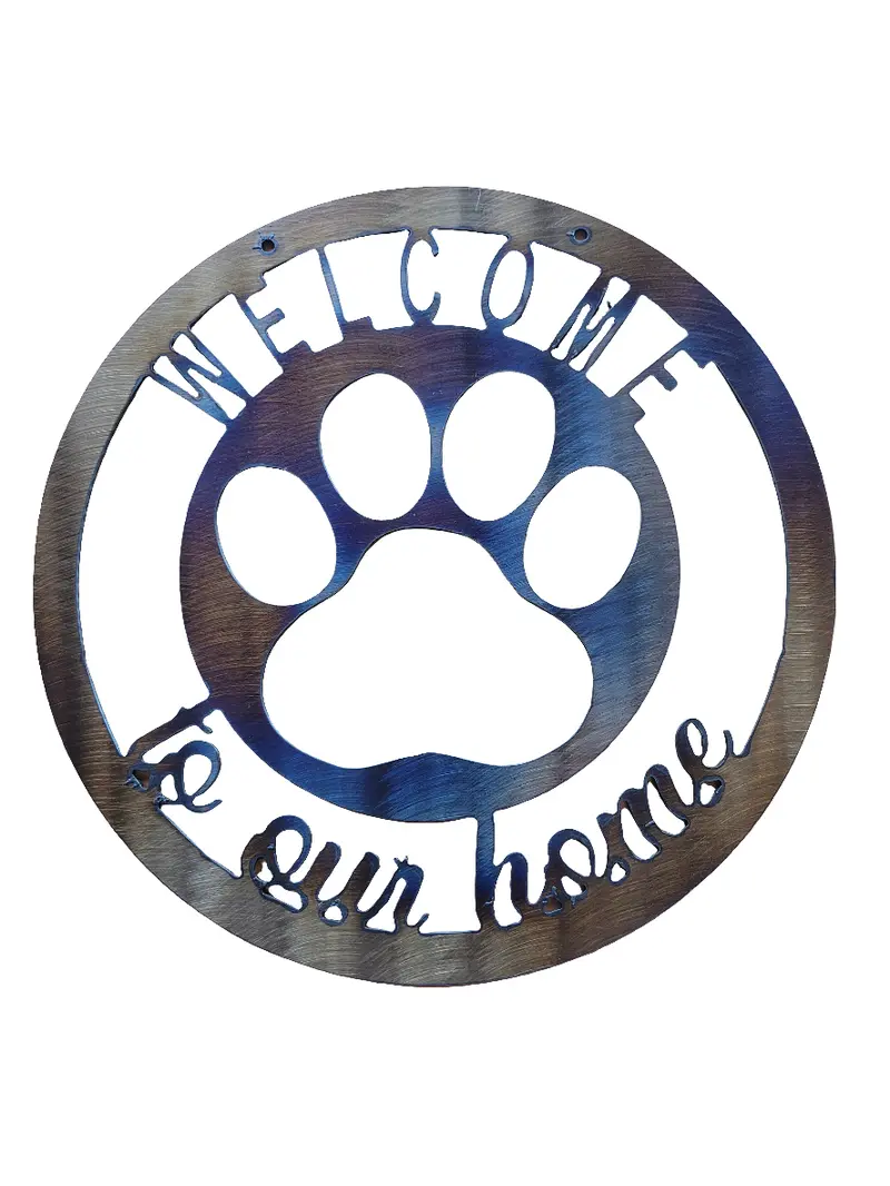 Paw Print Welcome Sign For Entryway Wall 1