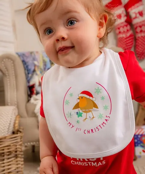 Personalised First Christmas Baby Bib 1