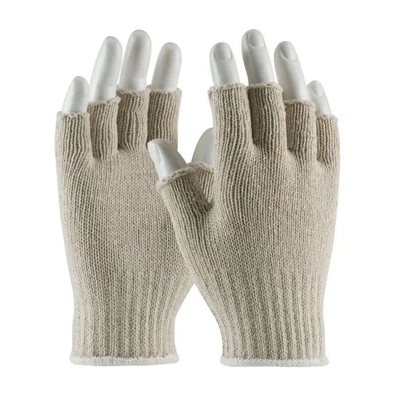 Pip Seamless Knit Cotton-Poly Glove – Medium Weight, Half-Finger, Natural #35-C119 (Dozen) 1