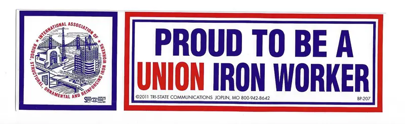Proud To Be A Union Ironworker Bumper Sticker – Premium Vinyl (Bp-207) 1