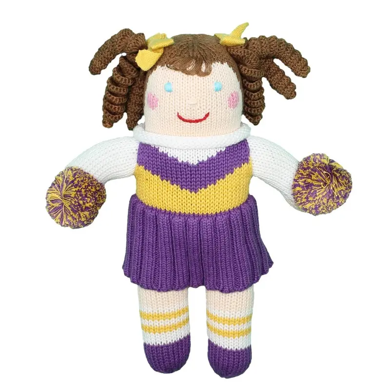 Rattle & Plush Knit Doll Set – Cheerleader & Football Player 1