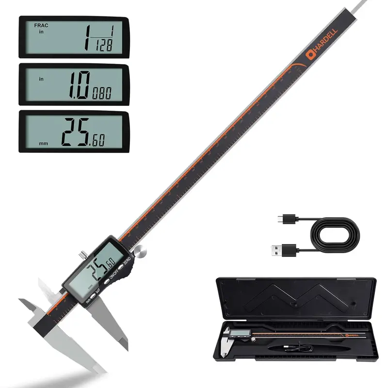 Rechargeable Digital Calipers – 0–8 Inch Range With Dual-Unit Display (Inch/Mm/Fraction) 1