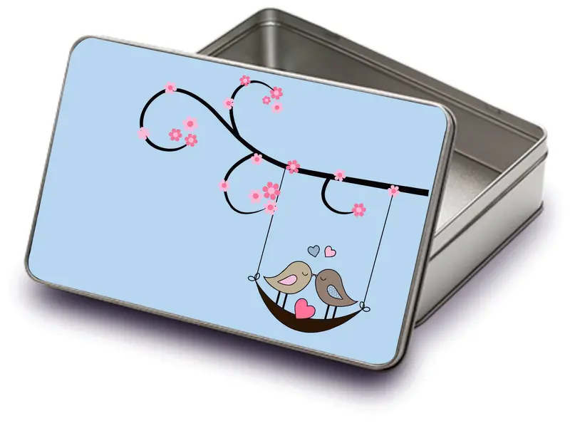 Romantic Love Birds Illustration Gift Tin 1