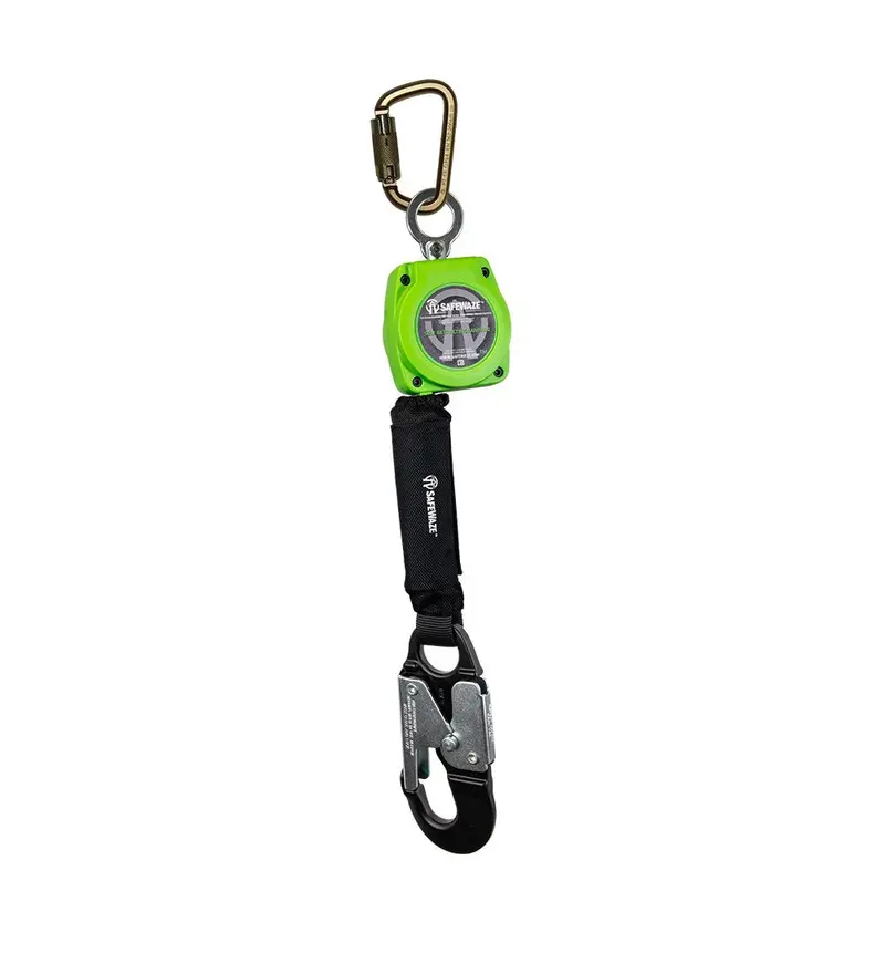 Safewaze 6-Foot Web Retractable Lanyard With Aluminum Snap Hook And Steel Carabiner 1