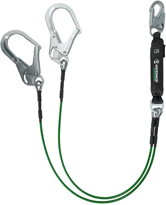 Safewaze Leading Edge Energy-Absorbing Lanyard – 6-Foot Dual-Leg With Rebar Hooks 1