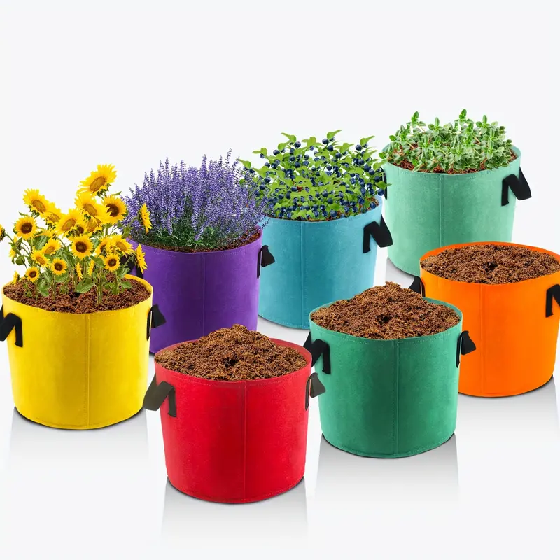 Set Of 7 Vibrant 10-Gallon Fabric Grow Bags 1