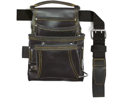Sitegear #51-10113-Tsb 10-Pocket Top-Grain Leather Carpenter’S Tool Bag With Belt Loop 1