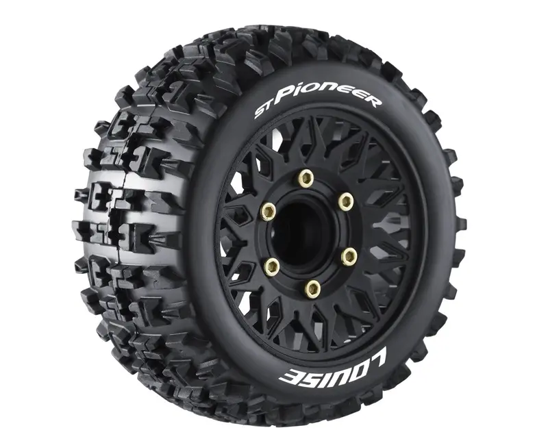 St-Pioneer Soft 1/10 Stadium Truck Wheels – Adjustable Offset (0″ & 1/2″), Multi-Hex Compatibility 1