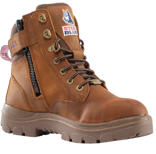 Steel Blue Southern Cross Zip Ladies Work Boot — Distressed Brown (Style #812859W) 1