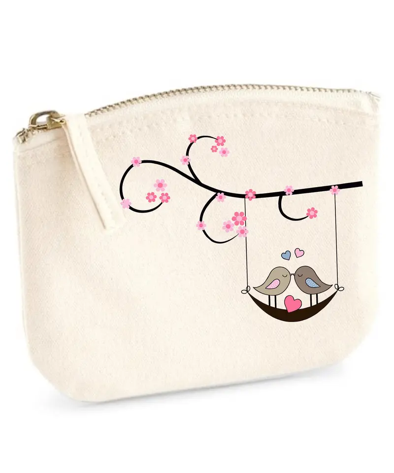Swinging Love Birds Eco-Friendly Cotton Purse 1