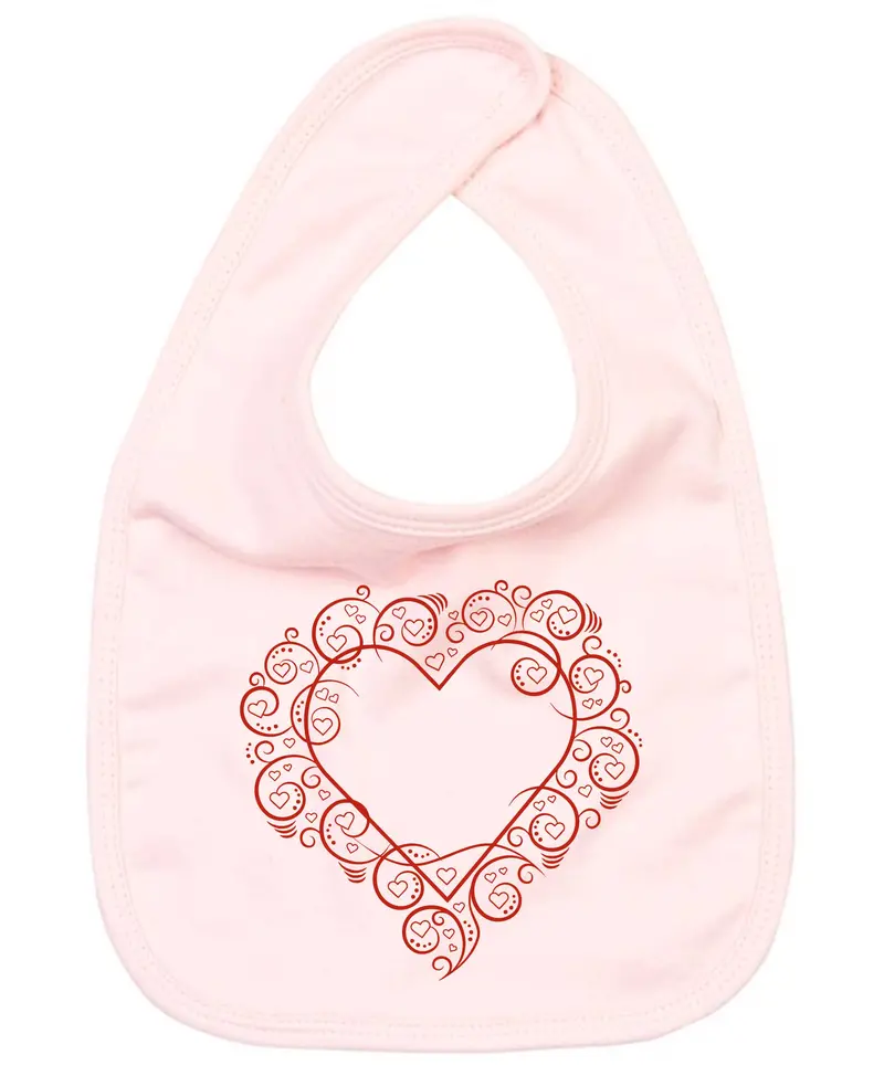 Swirly Heart Embroidered Baby Bib 1