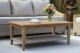 Teak & Wicker Outdoor Coffee Table 1