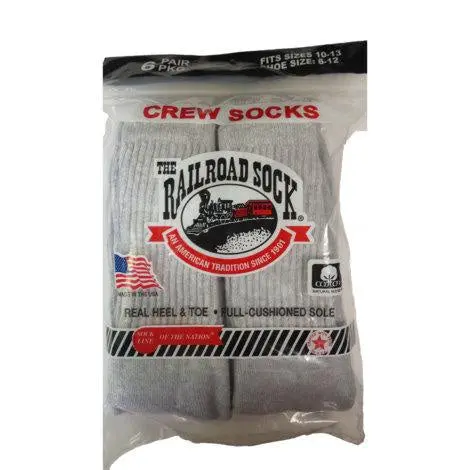 The Railroad Sock – Men’S Grey Crew Sock Pack (6-Pack) #6072 1
