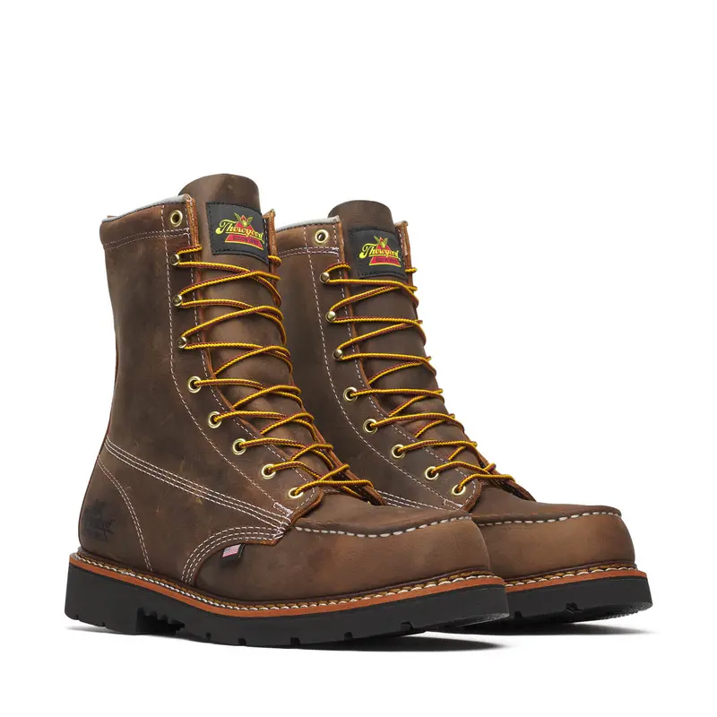 Thorogood American Heritage Crazy Horse Moc-Toe Work Boot – Black, 8-Inch, Steel Toe (804-4398) 1