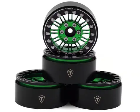 Treal Hobby 1.9" Green Aluminum Crawler Beadlock Wheels – Multi-Spoke K-Type (Set Of 4) 1