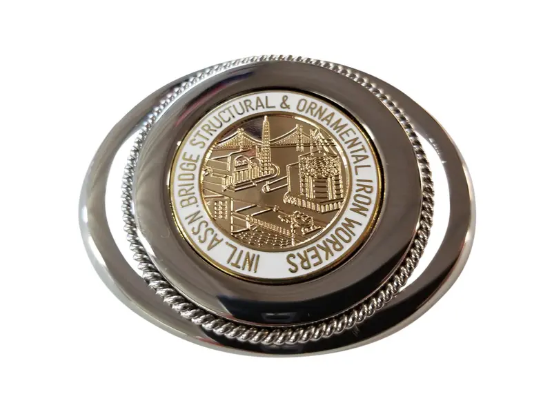 Union Ironworker Powerhouse Belt Buckle – Gold-Tone Finish 1