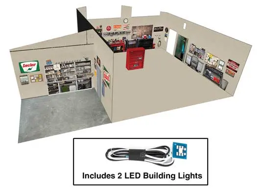 Walthers Vintage Gas Station – Spaces Series Featuring Interior Lighting & Detail Inserts (933-4703) 1
