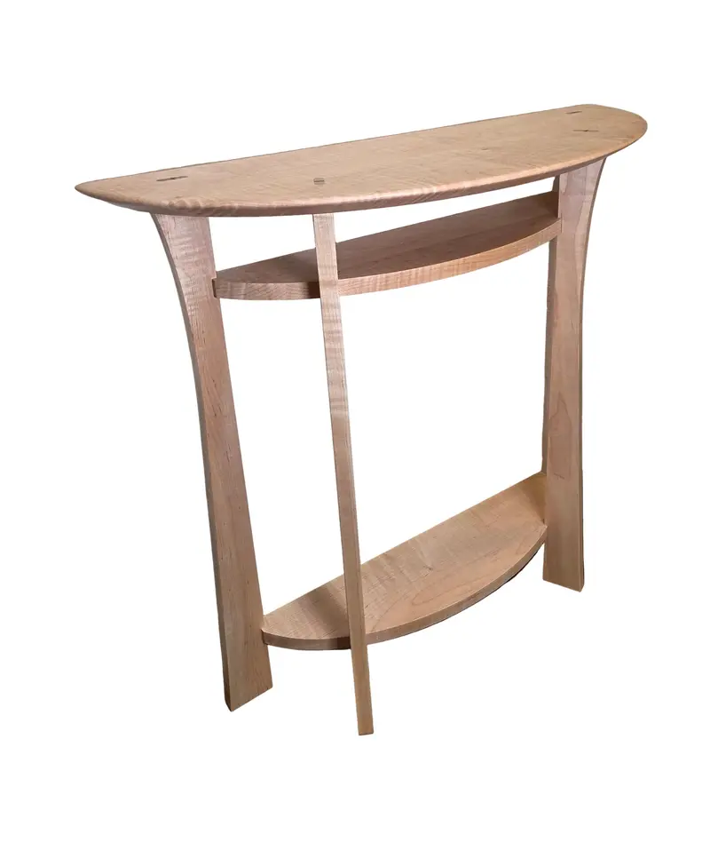 Waterfall Demilune Console In Curly Maple – Limited Offer 1