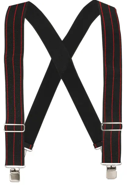Welch 2-Inch X-Back Work Suspender – Clip-On Design With Black-And-Red Pinstripe Trim 1