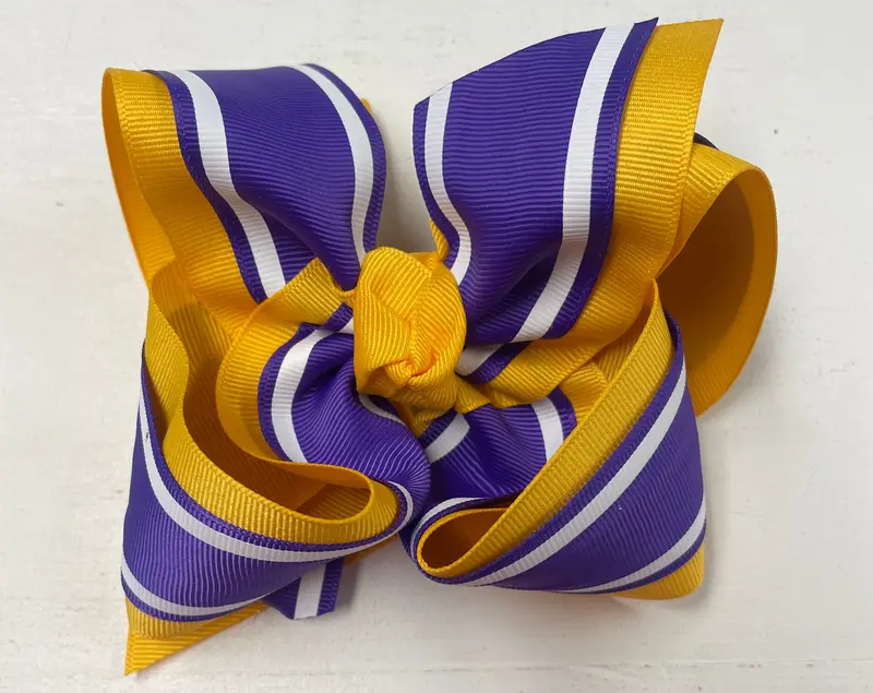 Xl Layered Gold And Purple Bow Hair Clip 1
