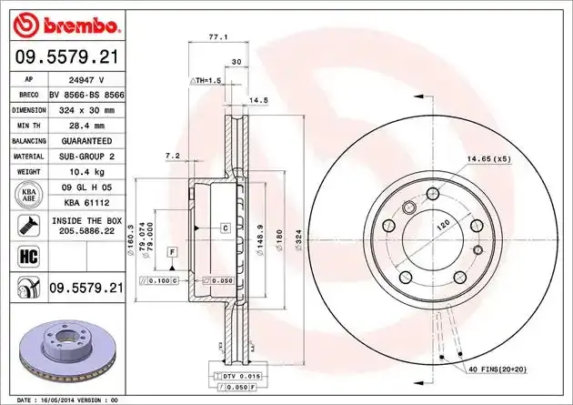 Brembo 09557921C02 Premium Slotted Brake Rotor – Direct Oe Replacement 1